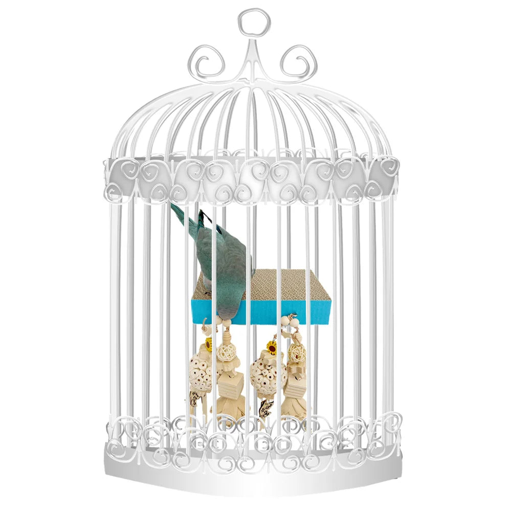 2pcs/3pcs Bird Perch Stand With Chewing Toys, Parrots Cardboard Platform Playground, Bird Paw Grinding Stand, Climbing Ladder