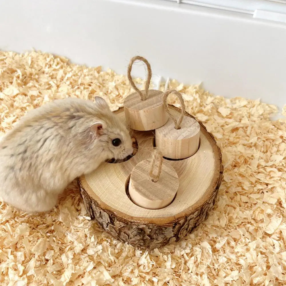 Hamster Enrichment Foraging Toys Wooden Snuffle Rabbit Toy Wooden Interactive Enrichment Treat Dispenser For Gerbils Rats