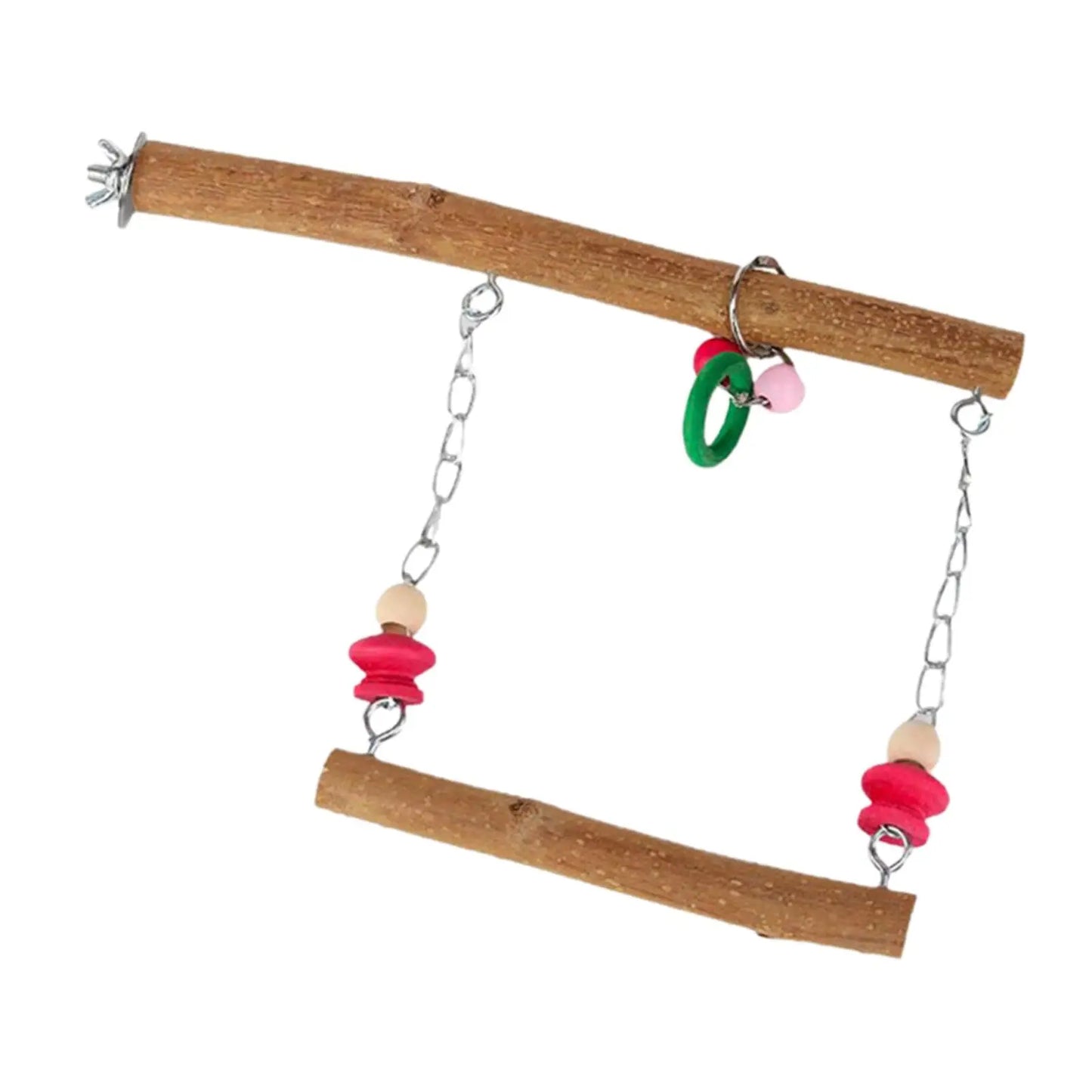 Bird Swing Toy Wooden Chew Play and Rest Hanging Bird Cage Swing Parrot Toys Bird Stand Perch for Finch Lovebird Canary