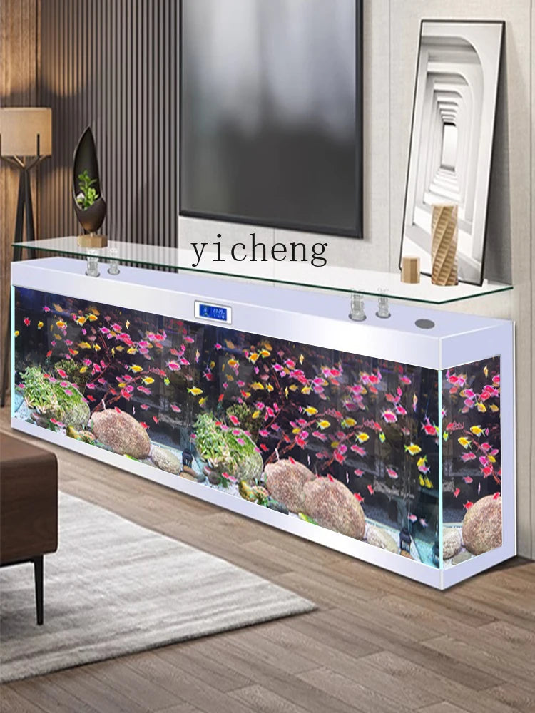 ZK Super White Fish Tank Aquarium Living Room Floor Home Partition Screen Bottom Filter Fish Tank