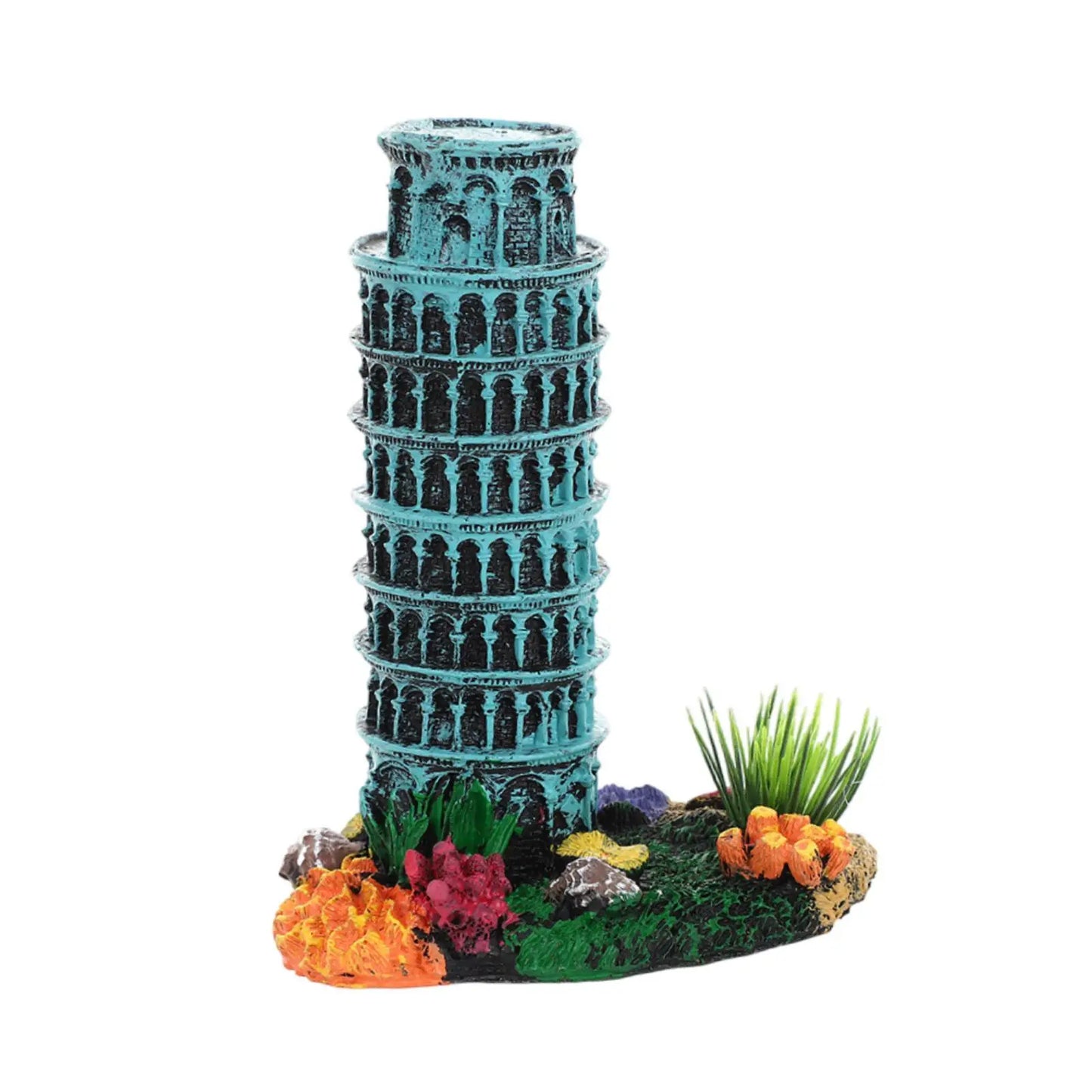Aquarium Ornament Fish Tank Adornment Aquarium Accessory Toy Creative Resin Leaning Tower of Model for Party Supplies