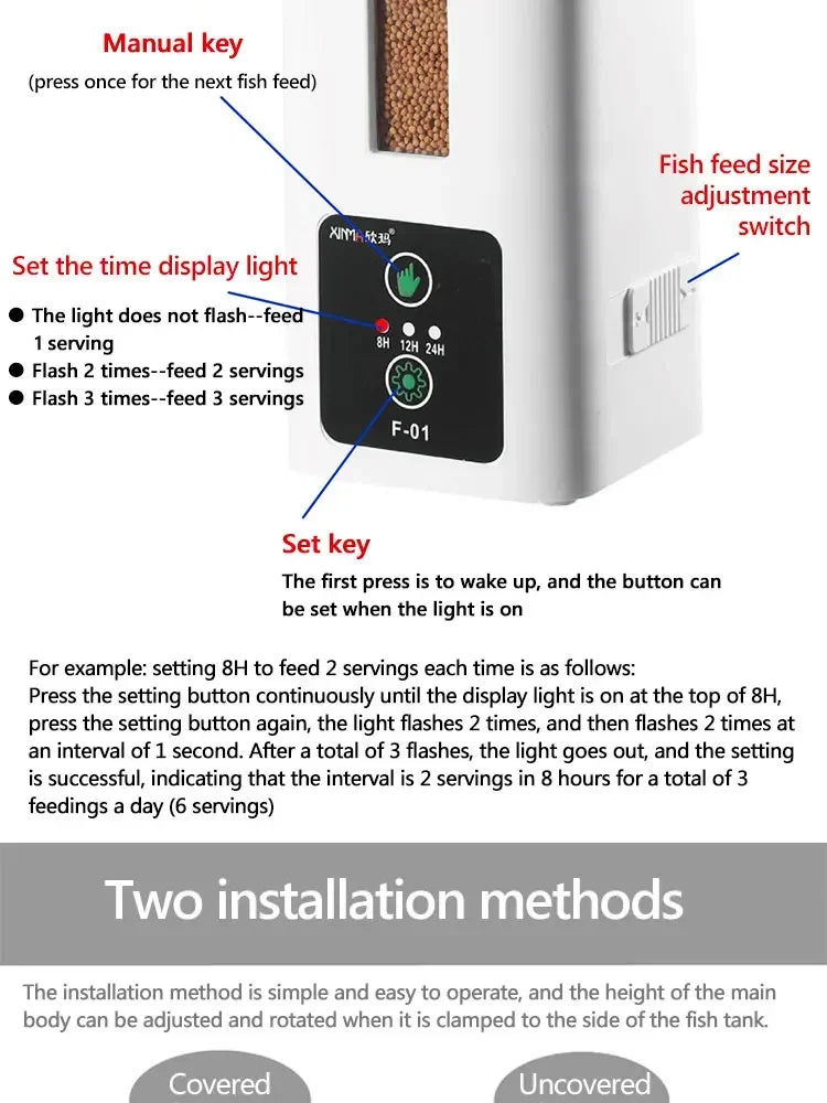 400ml Aquarium Automatische Feeder Aquarium Intelligente Timing High-capacity Fish Feeder Big Fish Feeder turtle feeding trough
