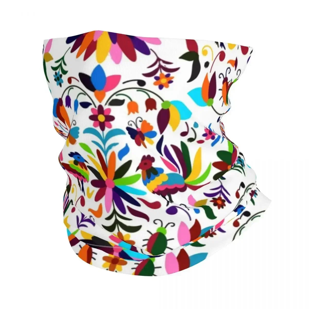 Fashion Mexican Otomi Birds Texture Neck Gaiter Men Women UV Protection Winter Folk Floral Art Bandana Scarf for Ski