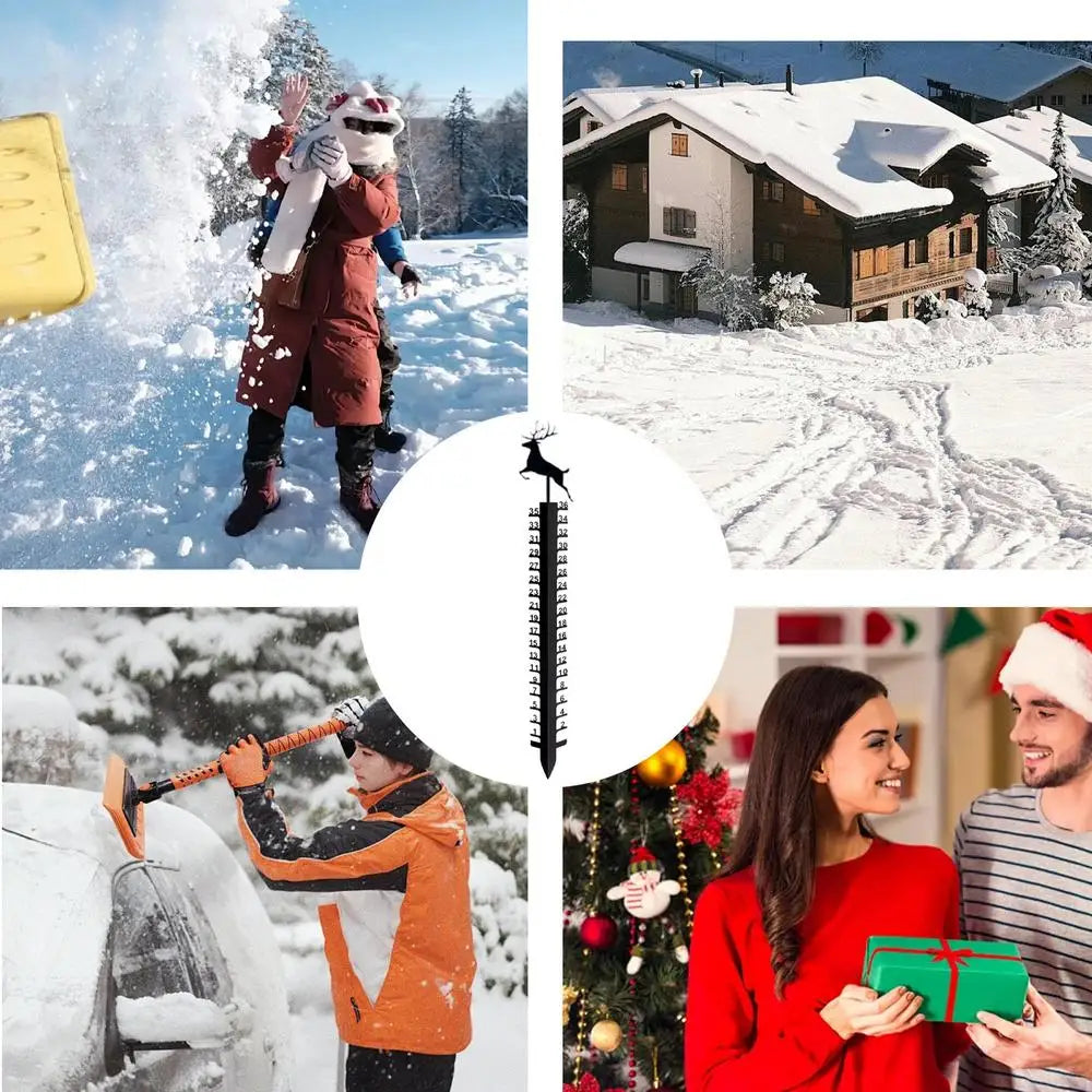 Snow Stakes Deer Bird Design Snow Gauge Cute Animal Garden Decor Christmas Decoration Handmade Metal Snow Gauge Garden Stakes