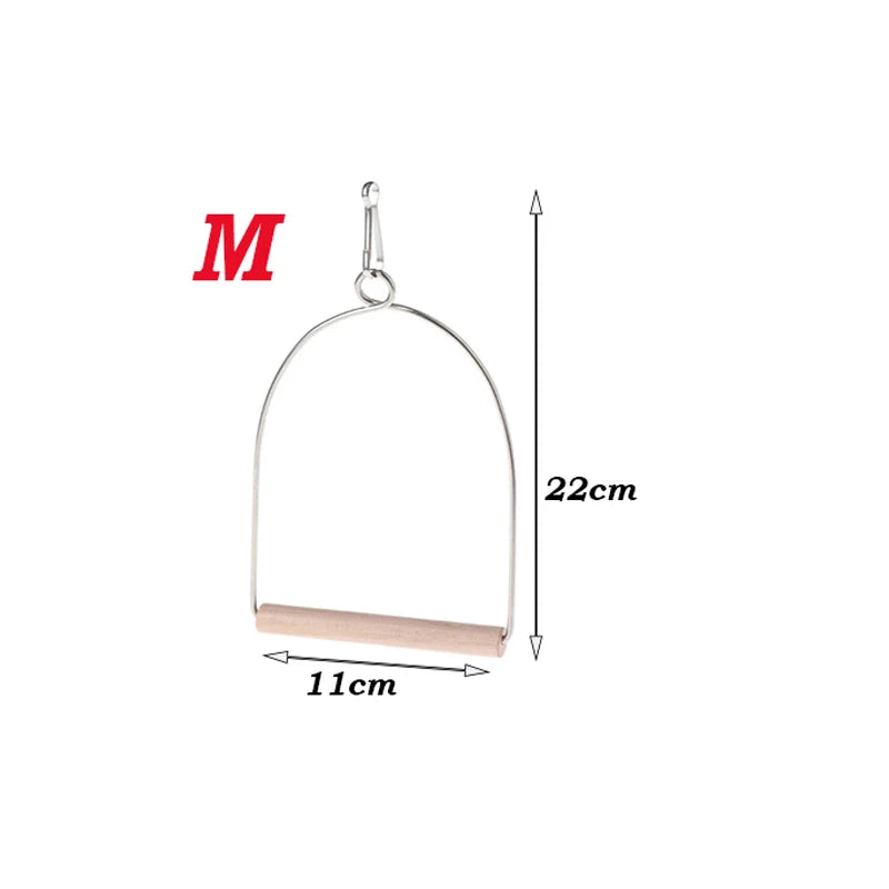 Bird Perch Stand Natural Wooden Birds Perch Parrots Hanging Swing Cage Toys Stand Holder Pendant