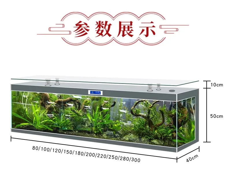 ZK Super White Fish Tank Aquarium Living Room Floor Home Partition Screen Bottom Filter Fish Tank