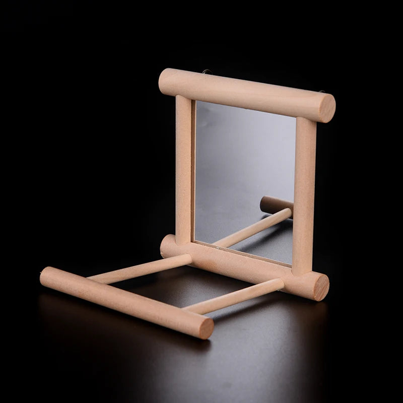 Bird Parrot Toy Supplies Wooden Cloud Ladder Climbing Jump Platform Ladder Pet Supplies With Mirror Stand Bird Rack