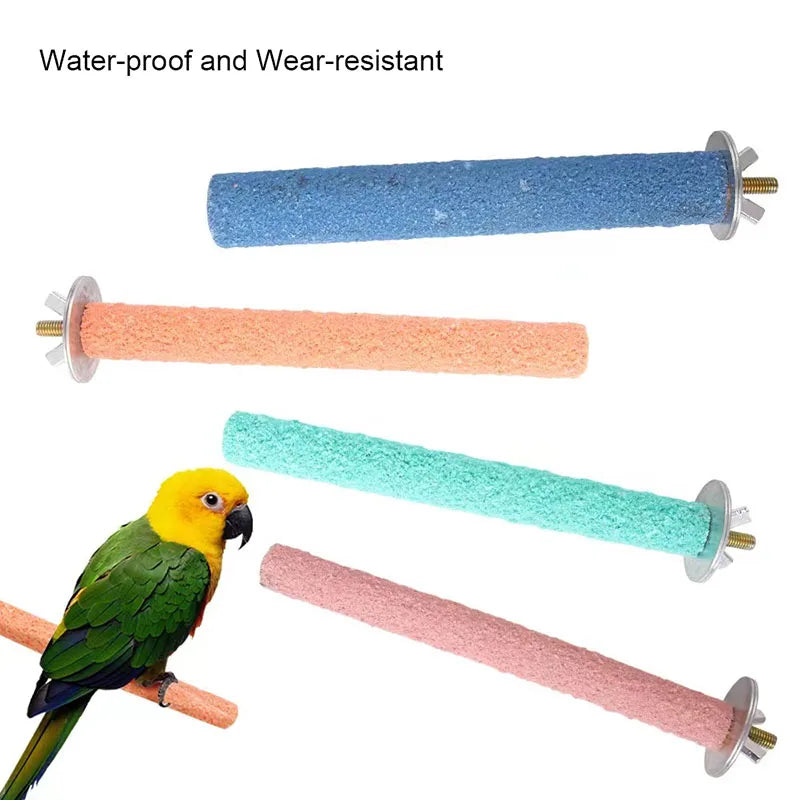 Colored Quartz Sand Pet Parrot Raw Wood Fork Tree Branch Stand Rack Squirrel Bird Hamster Branch Perches Chew Bite Toys Stick