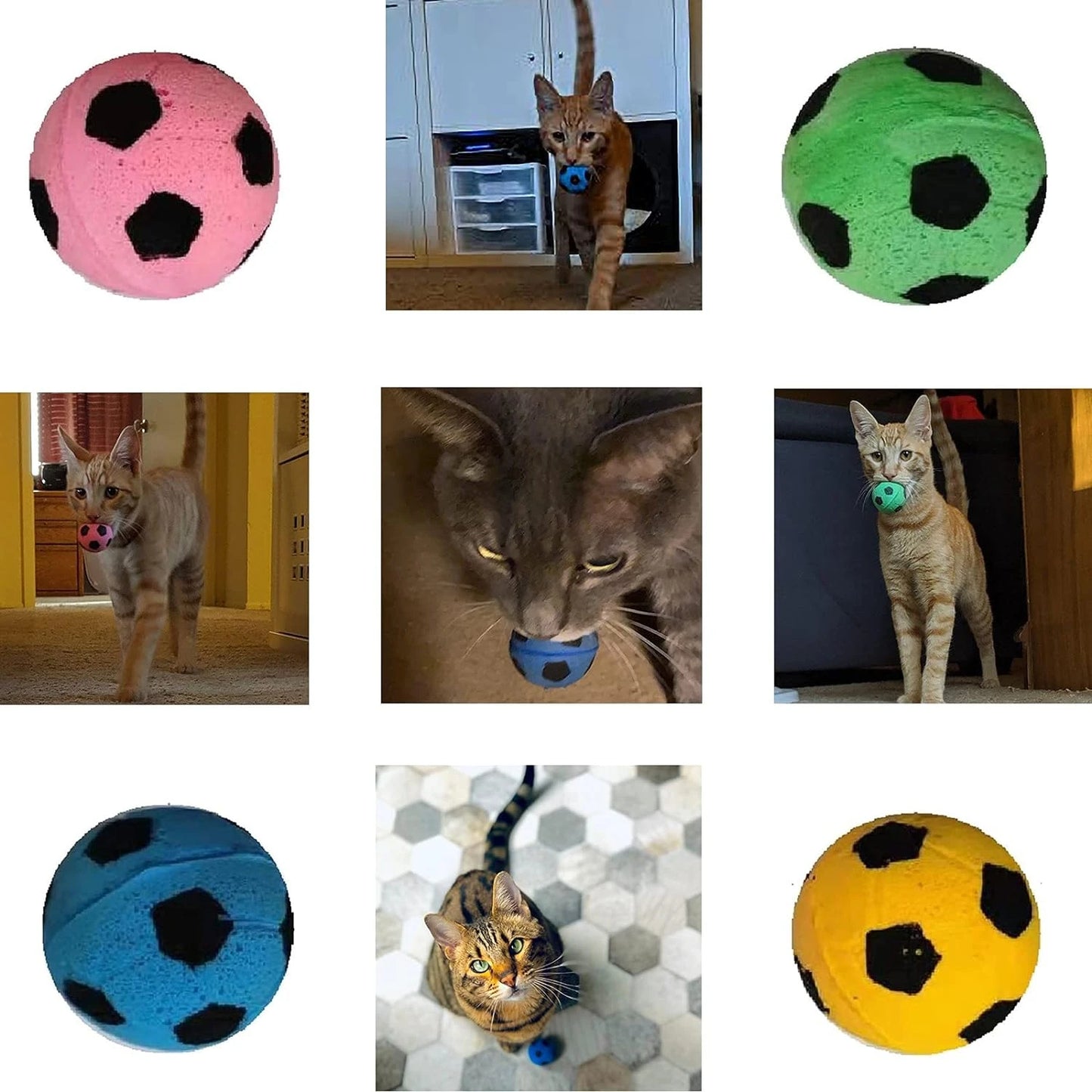 Interactive, Engaging Set of 12 Lightweight, Durable, Soft Foam Soccer Balls - Fun Pet Toys for Playful Cats to Keep Your Feline