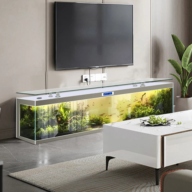 ZK Super White Fish Tank Aquarium Living Room Floor Home Partition Screen Bottom Filter Fish Tank
