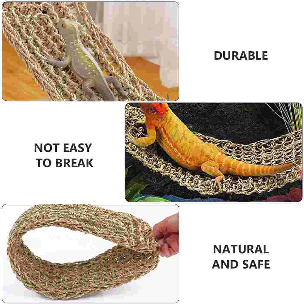 Small Parrot Lizard Hammock Pet Bearded Dragon Tank Accessories Seaweed Geckos Woven Mat