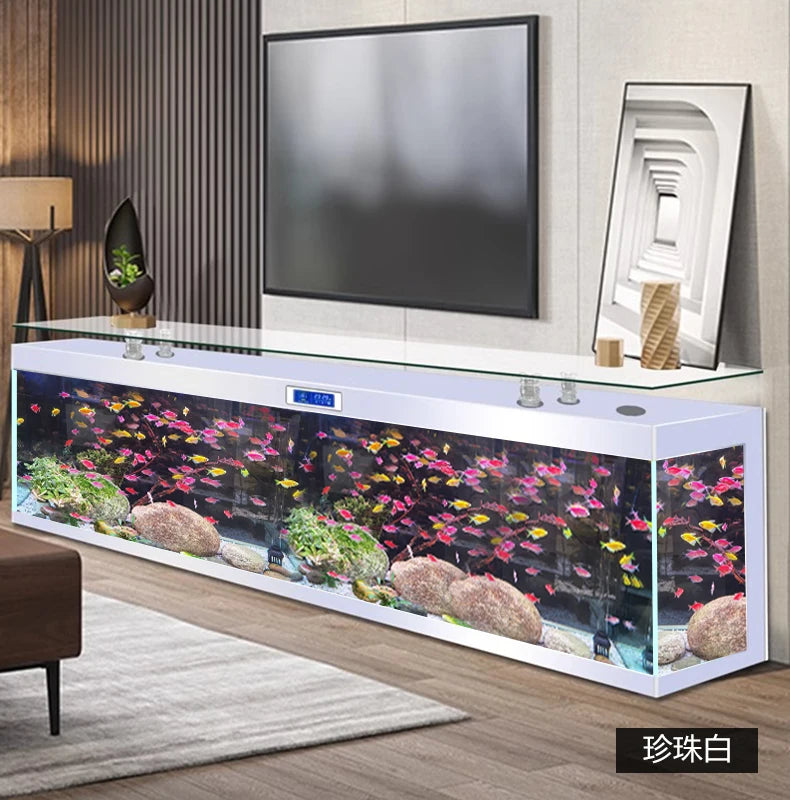 ZK Super White Fish Tank Aquarium Living Room Floor Home Partition Screen Bottom Filter Fish Tank
