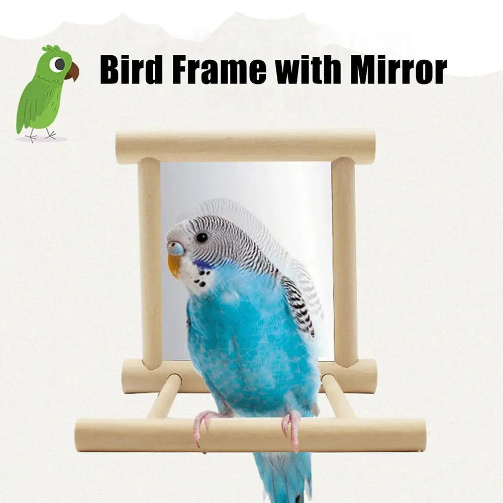 Bird Parrot Toy Supplies Wooden Cloud Ladder Climbing Jump Platform Ladder Pet Supplies With Mirror Stand Bird Rack