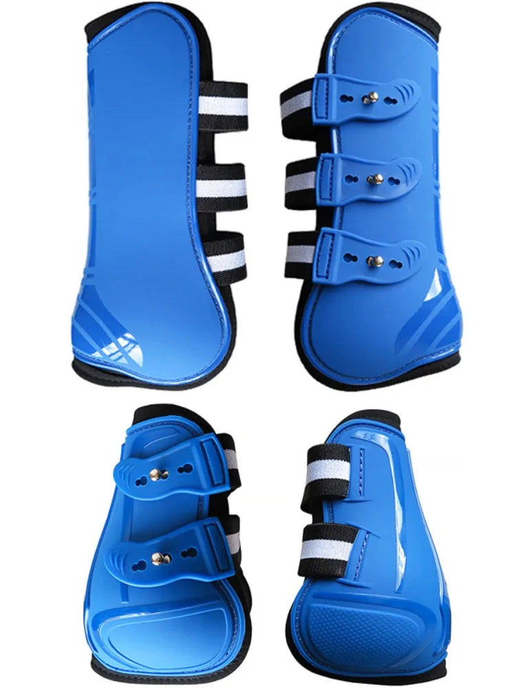 4 Pcs Horse Leg Boots Adjustable Front Hind Leg Tendon Protect Equestrian PU Shell and High-Quality Neoprene