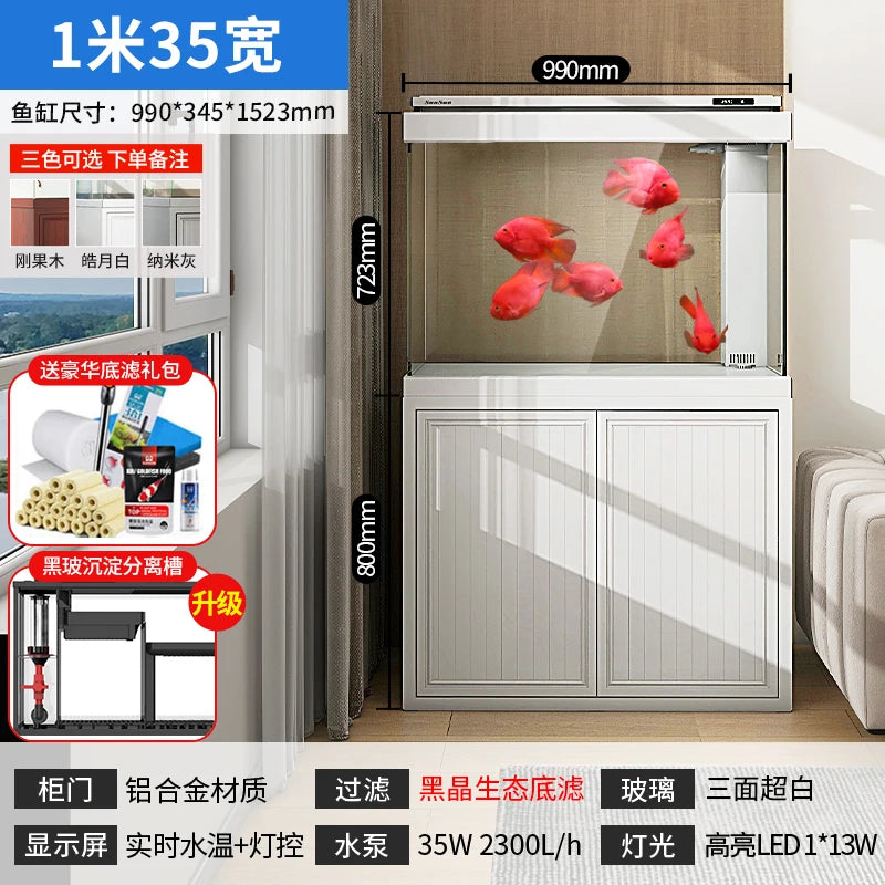 XL ultra-white glass fish tank living room large bottom filter ecological aquarium household arowana tank