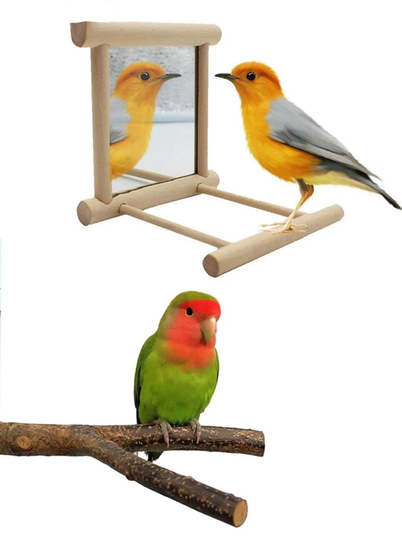 Bird Parrot Toy Supplies Wooden Cloud Ladder Climbing Jump Platform Ladder Pet Supplies With Mirror Stand Bird Rack