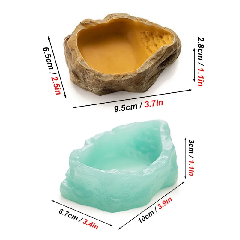 1pc Noctilucous Resin Reptile Bowls Feeding Worm Dish Mealworm Feeder Water Bowl for Reptile Frog Gecko Snake Spiders Turtles