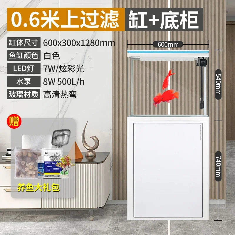 XL fish tank medium bottom filter goldfish tank household floor glass ecological large fish tank