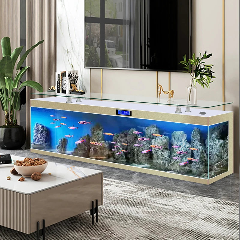 ZK Super White Fish Tank Aquarium Living Room Floor Home Partition Screen Bottom Filter Fish Tank