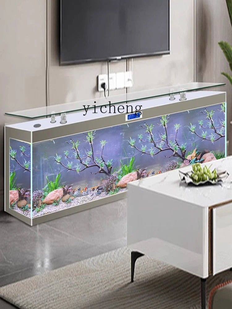 ZK Super White Fish Tank Aquarium Living Room Floor Home Partition Screen Bottom Filter Fish Tank