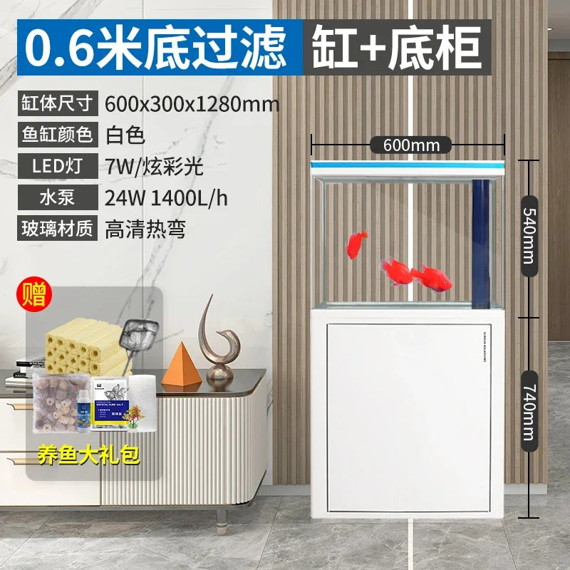 XL fish tank medium bottom filter goldfish tank household floor glass ecological large fish tank