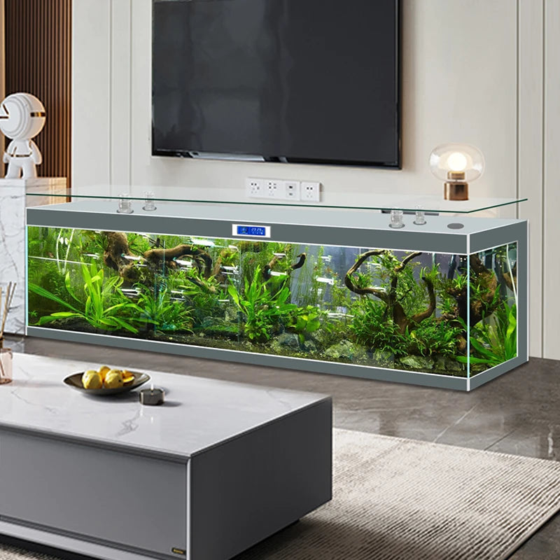 ZK Super White Fish Tank Aquarium Living Room Floor Home Partition Screen Bottom Filter Fish Tank