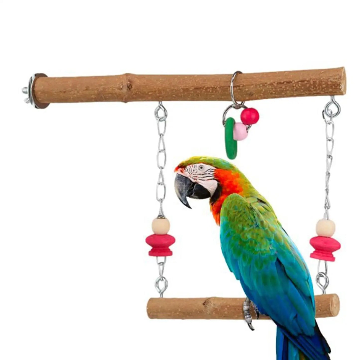 Bird Swing Toy Wooden Chew Play and Rest Hanging Bird Cage Swing Parrot Toys Bird Stand Perch for Finch Lovebird Canary