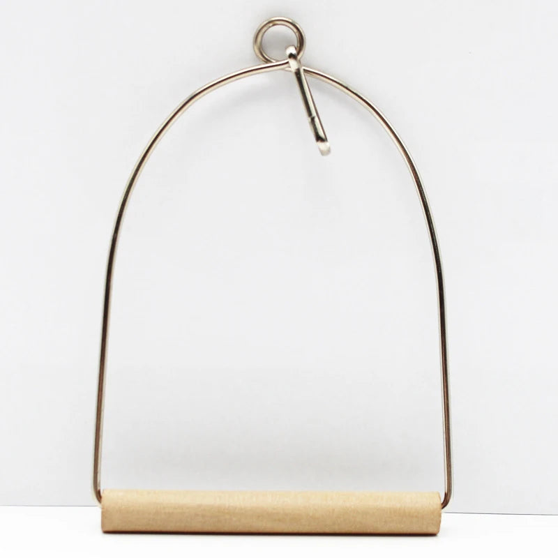 Bird Perch Stand Natural Wooden Birds Perch Parrots Hanging Swing Cage Toys Stand Holder Pendant
