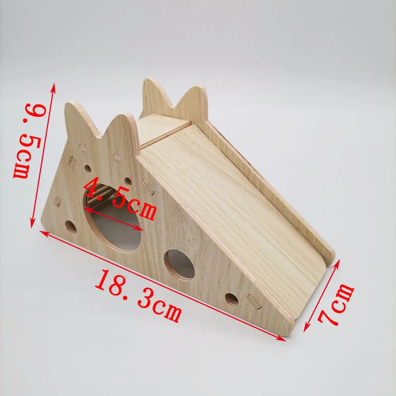Hamster House DIY Hamster Wooden Gerbil Hideout House Canary Seesaw Pet Sport Wheel Exercise Toy Small Animal Toys
