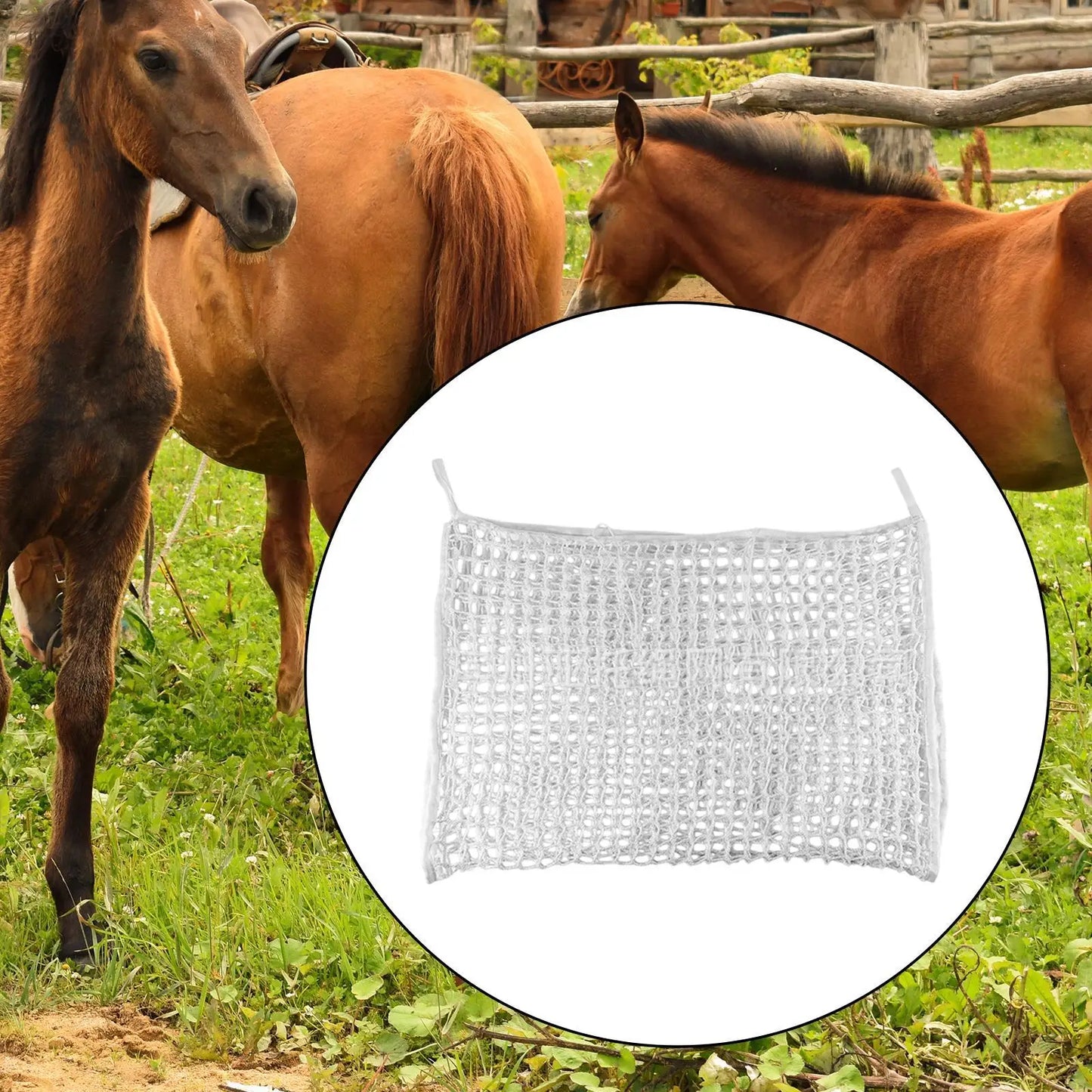Hay Bag for Horses Slow feed Hay Net Portable Space Saving Hanging Mesh Bag Horse Feeder for Full Day Feeding Trailer Stall