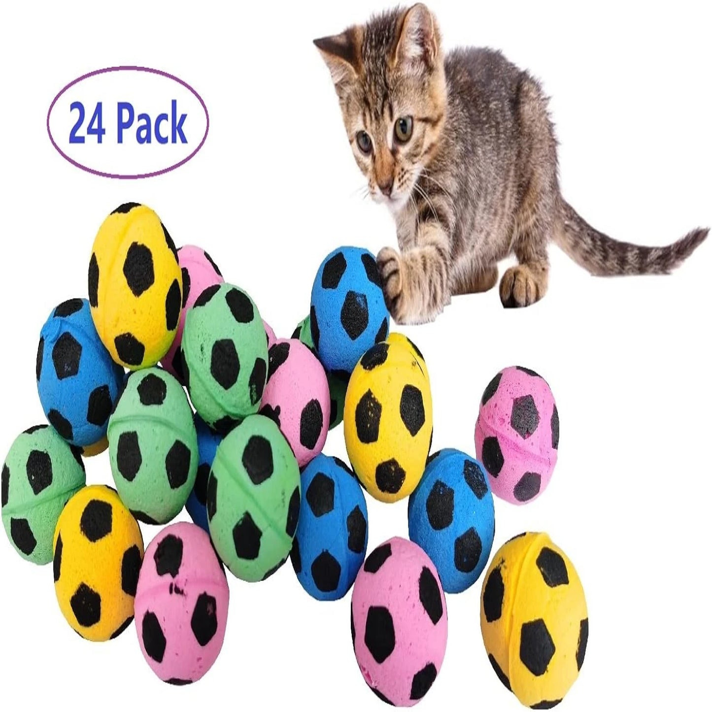 Interactive, Engaging Set of 12 Lightweight, Durable, Soft Foam Soccer Balls - Fun Pet Toys for Playful Cats to Keep Your Feline