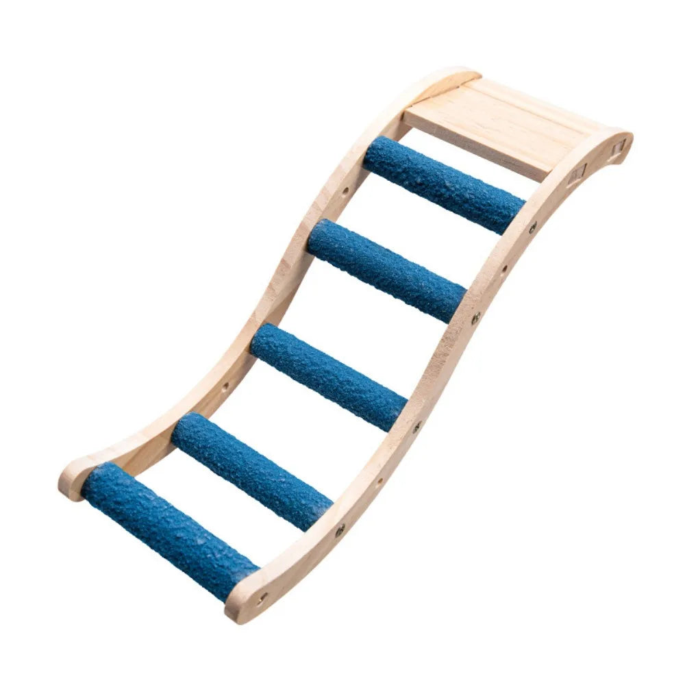 Bite Resistant Bird Climbing Ladder Wear Resistant with Non-slip Platform Wood Birds Perch Stand Colorful Bird Cage Ladder