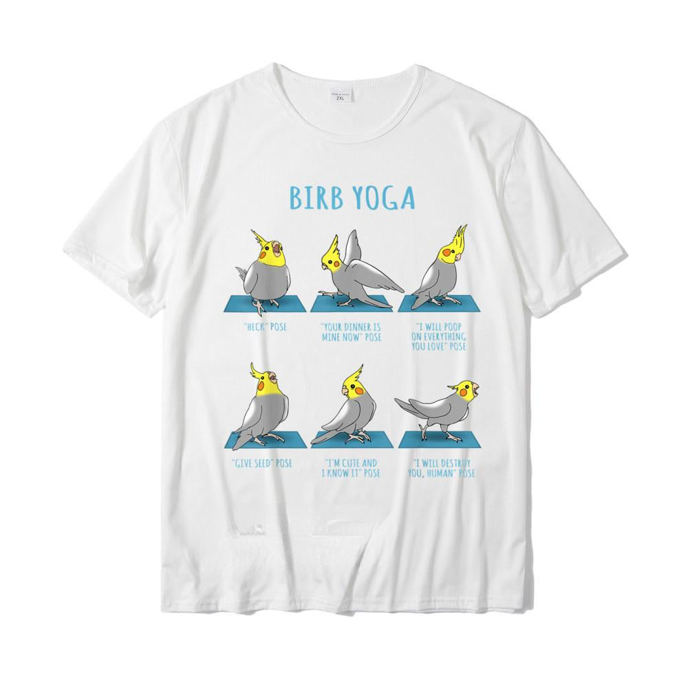 Kawaii Clothes Cockatiel Yoga Poses T-shirt Birb Memes Cute Parrot Graphic Tshirts Summer Cartoon Camisa Cool Loose Short-sleev