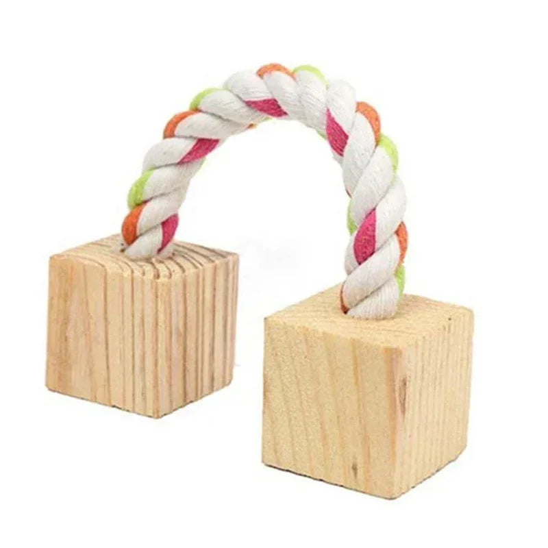 New Hamster Roller Toys Natural Wooden Pine Dumbells Unicycle Bell Chew Toys for Rabbit Small Pet Molars Supplies