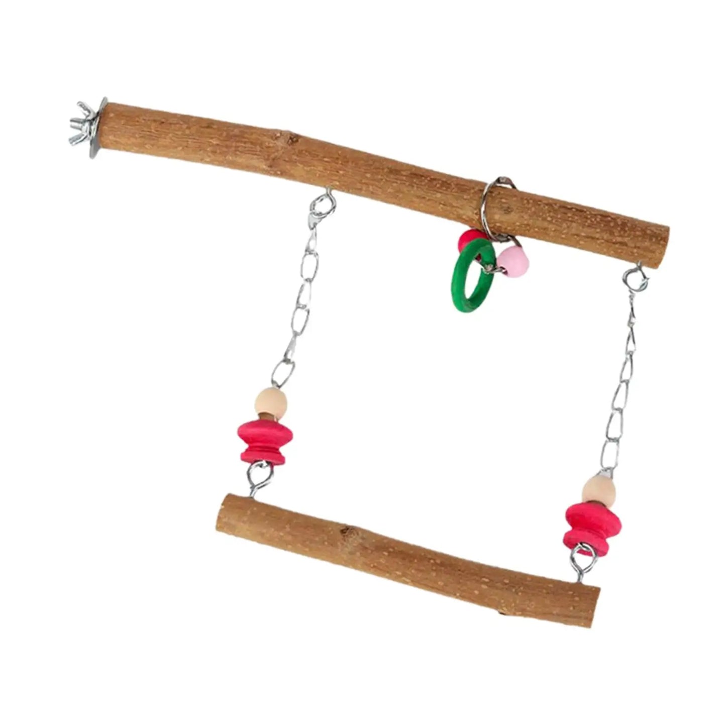 Bird Swing Toy Wooden Chew Play and Rest Hanging Bird Cage Swing Parrot Toys Bird Stand Perch for Finch Lovebird Canary