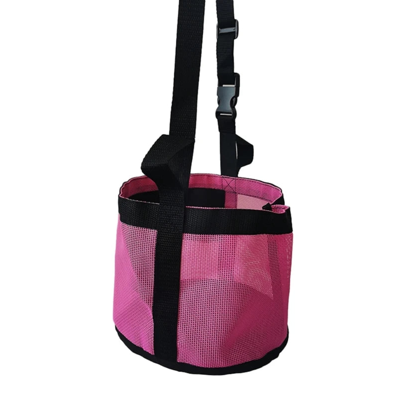 Horse Feed Bag, Mesh Horse Feeding Hays Bag Hays Bucket with Adjustable Strap