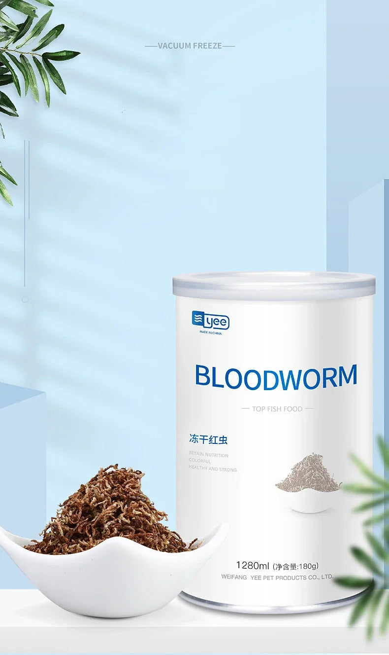 YEE Freeze Dried Artemia Salina Red Blood Worm Fish Food Feed for All Kinds of Tropical Aquarium Small Food