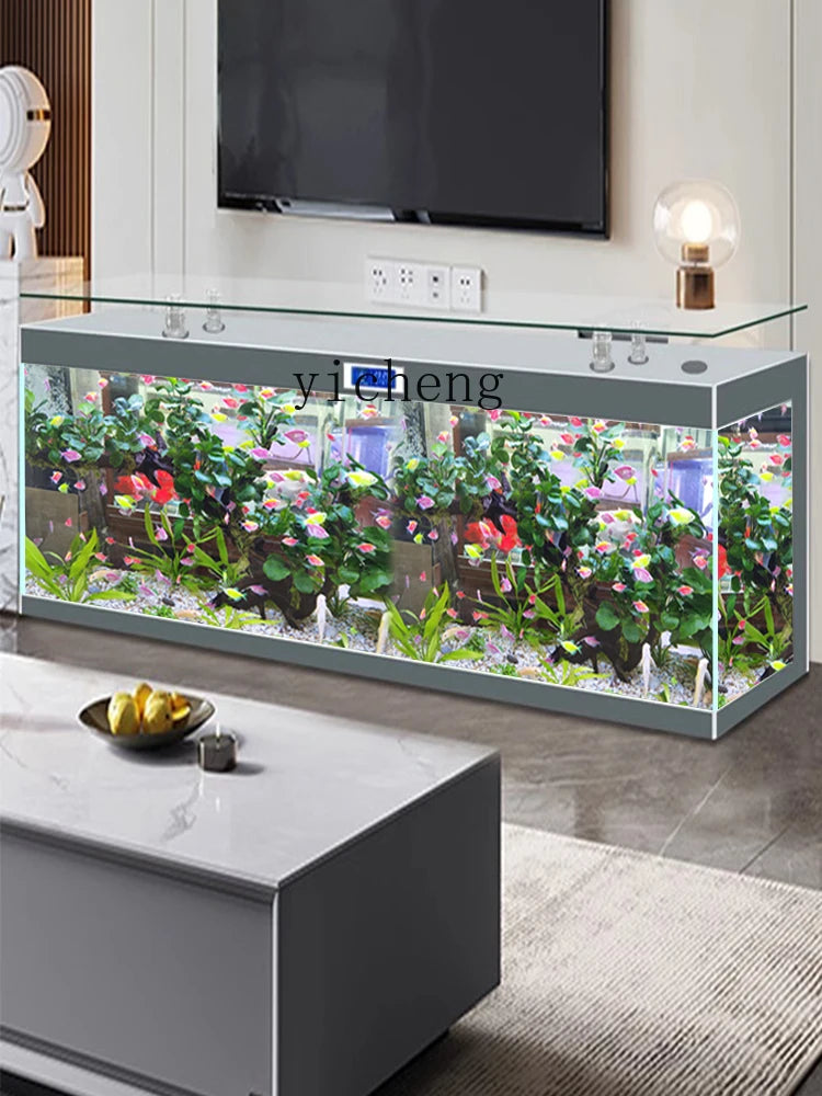 ZK Super White Fish Tank Aquarium Living Room Floor Home Partition Screen Bottom Filter Fish Tank