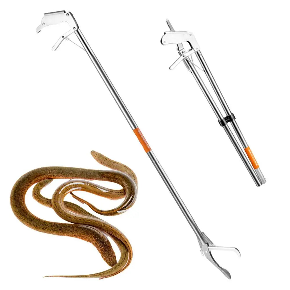 Multipurpose Foldable Snake Catcher Tongs Stainless Steel Wide Jaw Reptile Grabber Stick Tool Thick Catching Snakes