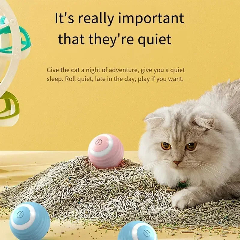 Interactive Cat Toys Ball Automatic Rotating Rolling Ball Rechargeable Smart Pet Toy Stimulate Hunting Instinct for Your Kitty