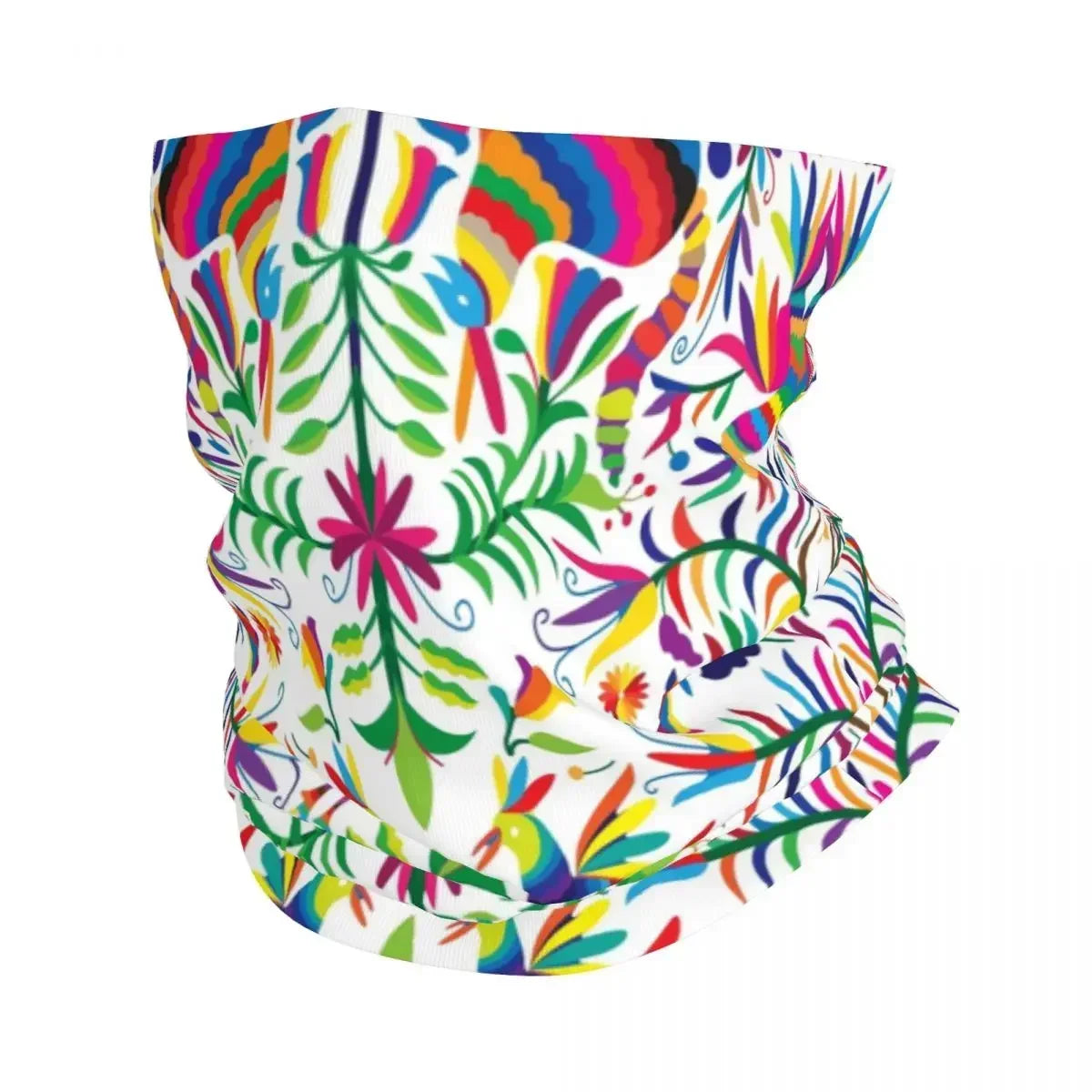 Fashion Mexican Otomi Birds Texture Neck Gaiter Men Women UV Protection Winter Folk Floral Art Bandana Scarf for Ski