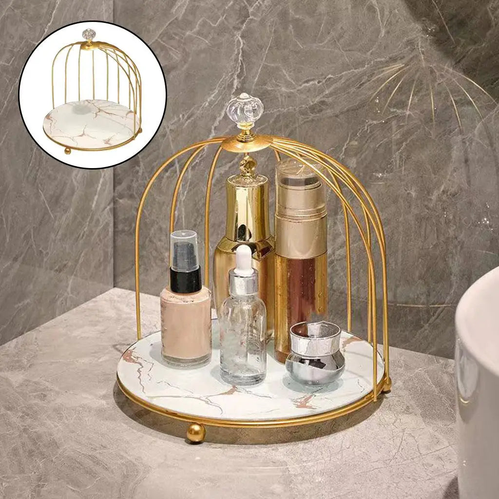 Nordic Metallic Bars Make up Bird Cage Storage Cosmetic Desk Stand Shelf Art