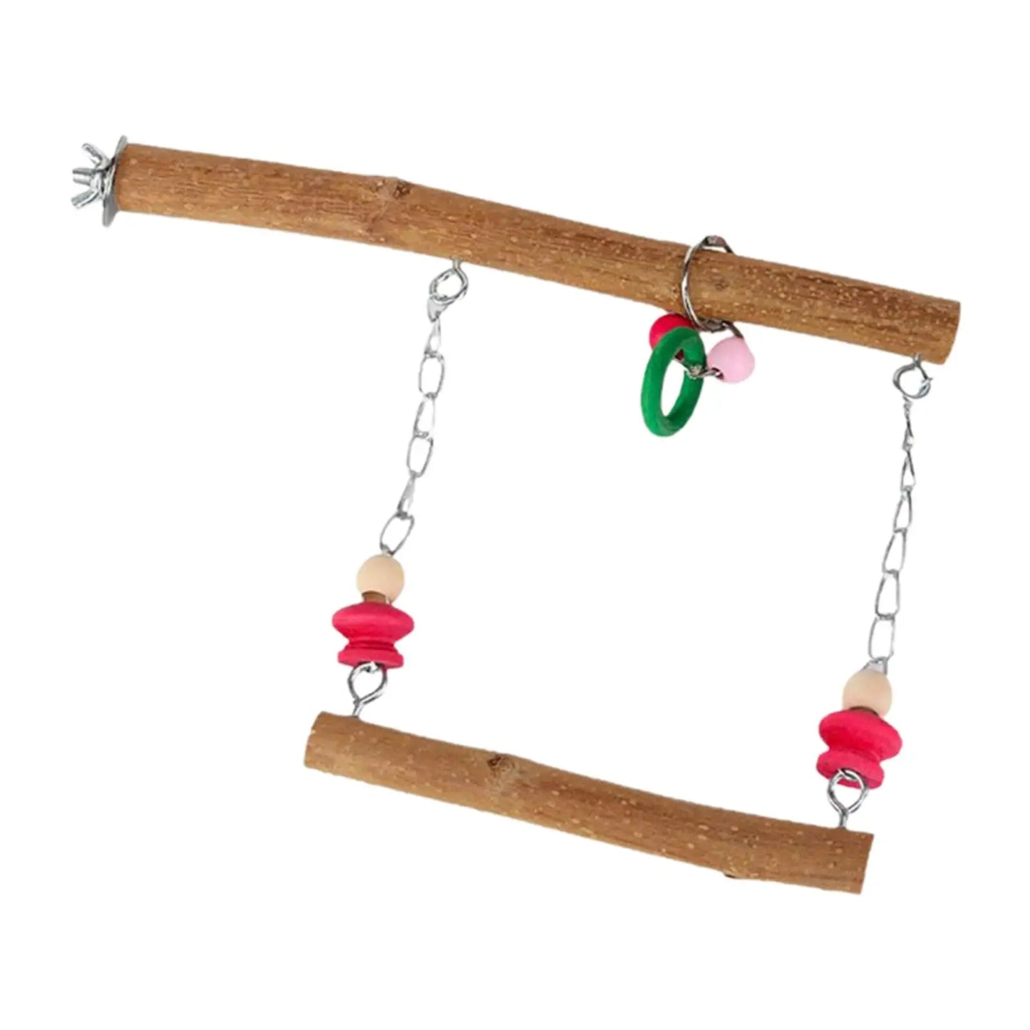 Bird Swing Toy Wooden Chew Play and Rest Hanging Bird Cage Swing Parrot Toys Bird Stand Perch for Finch Lovebird Canary