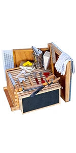 Starter Kit 10-Frame Bee Boxes and Frames Starter Kit Wax Coated Bee Hives and Supplies Starter Kit Including Beekeeping Tools K