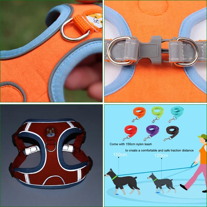Adjustable Dog Harness Leash Set