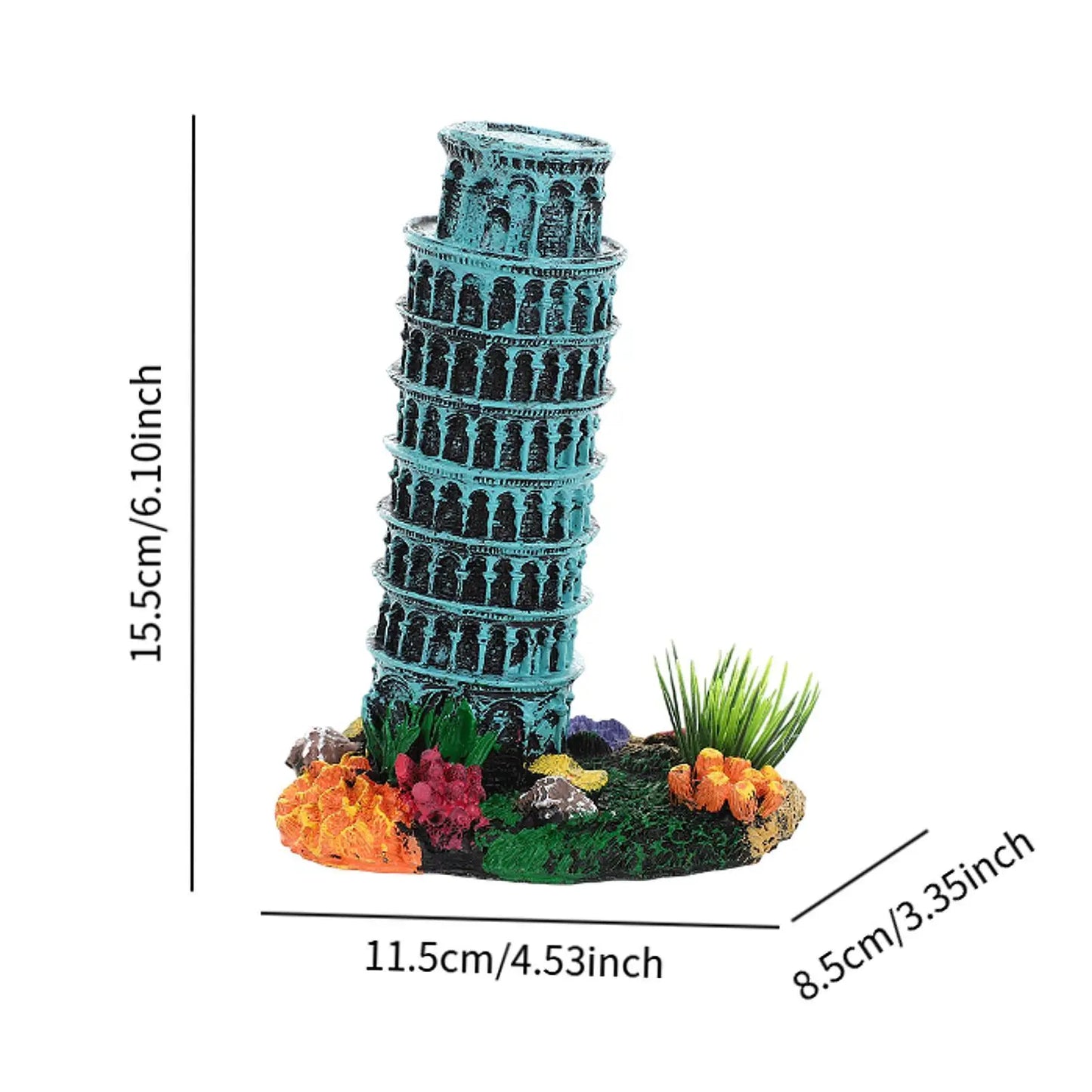 Aquarium Ornament Fish Tank Adornment Aquarium Accessory Toy Creative Resin Leaning Tower of Model for Party Supplies