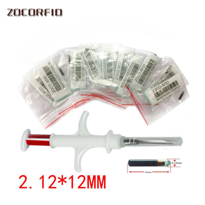 10pcs FDX-B 12/8mm Cat Dog Microchip Animal Syringe ID implant Pet Chip Needle vet RFID injector PIT Tag ForAquaculture fish