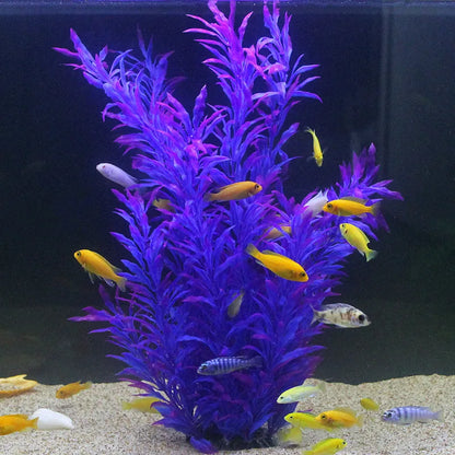 50CM Artificial Fish Tank Rare Plants Aquarium Fake Bamboo Leaf Water Grass Plastic Purple Green Water Grass Landscaping Decor