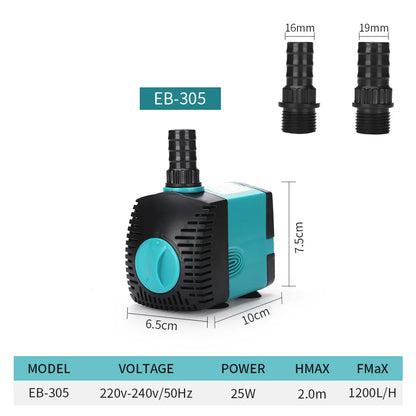 60/50/35/25/15/10/6/3W Ultra-Quiet Submersible Water Fountain Pump Filter Fish Pond Aquarium Water Pump Tank Fountain 220V-240V