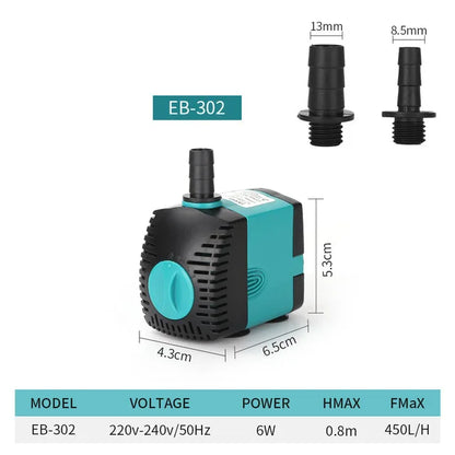 60/50/35/25/15/10/6/3W Ultra-Quiet Submersible Water Fountain Pump Filter Fish Pond Aquarium Water Pump Tank Fountain 220V-240V